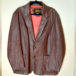 Adler California chocolate brown leather blazer,jacket